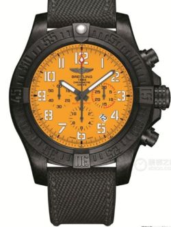 Breitling 45MM Excellent High-Temerature Resistance Black Bracelet Orange Dial Watch